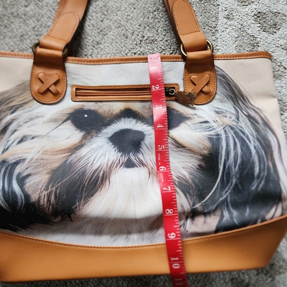 Ardleigh Elliott Faithful Friends Shih-Tzu Leather Canvas Tote - Picture 12 of 16